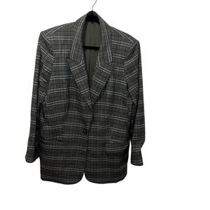 Express xl women’s plaid jacket blazer gray black